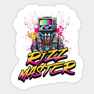 Rizz Master Streetwise Slang - Retro TV Vintage Statement Novelty Graphic Tee T-Shirt Sticker